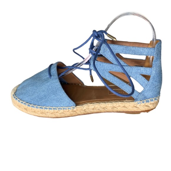 Aquazzura Women Belgravia Blue Denim Espadrilles Sandals Size 36.5 100% Auth - Picture 10 of 11
